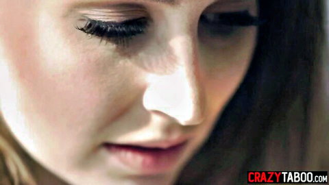Laney Grey seductive close-up with parted lips in lesbian kiss lesson