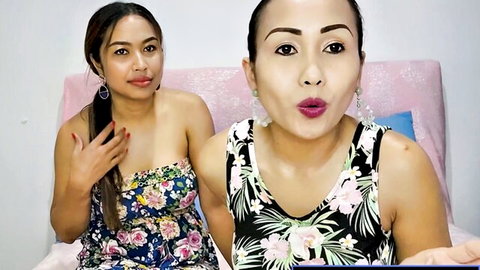 Joon Mali and Thai MILF girlfriend posing seductively in floral dresses