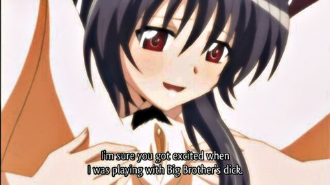 Hentai anime sister teasing about playing with big brother's dick in incest threesome