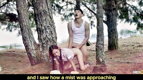 LilTimy fucking slim Asian Kathie Lee doggy style in forest