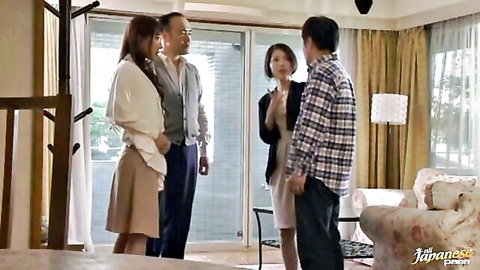 Ai Mitsumi in Japanese group scene with couple, clothed tease