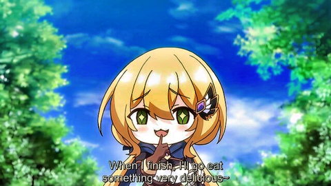 Blonde hentai girl with long hair and butterfly accessory licks finger teasingly in fantasy scene