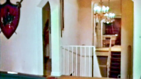 Brigitte Maier & Penny King in vintage 1975 peeping tom hallway scene
