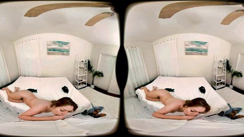 Busty redhead nude solo in VR porn, big tits and ass on display