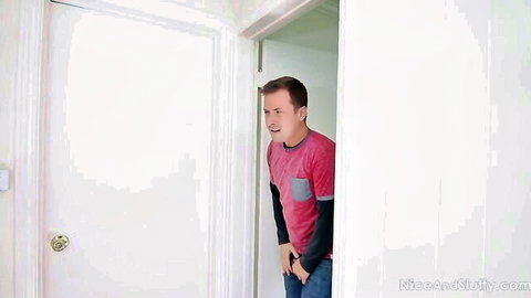 Lauren Phillips in posh filthy xxx video, man peeking through door surprised