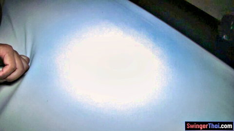 Mature Thai BBW gripping sheets in intense POV sex with white man