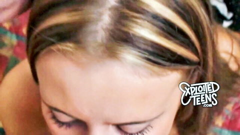 Nervous blonde 18yo teen in amateur POV oral scene from Exploited Teens