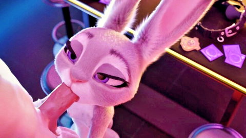 Judy Hopps from Zootopia sucks big dick in purple dress blowjob scene