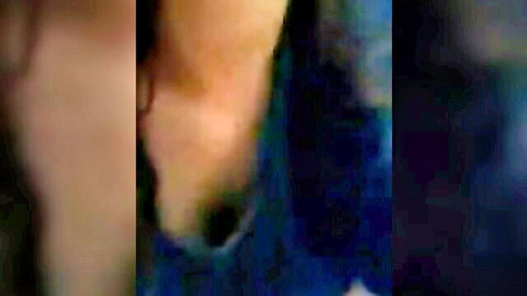 Curly haired girlfriend with open mouth sucking cock in blurry blowjob