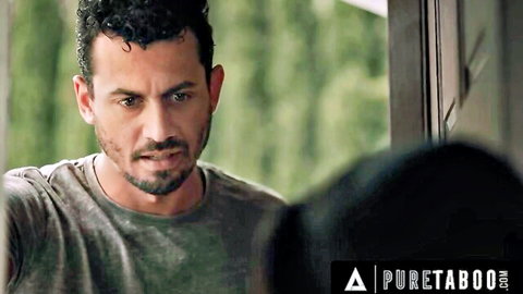 Damon Dice intense stare in Pure Taboo scene with shadowy figure, 45 chars