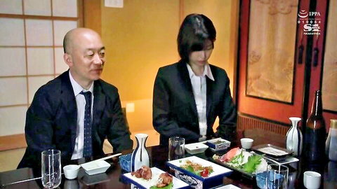 Japanese couple in suits at tense dinner, JAV creampie preview