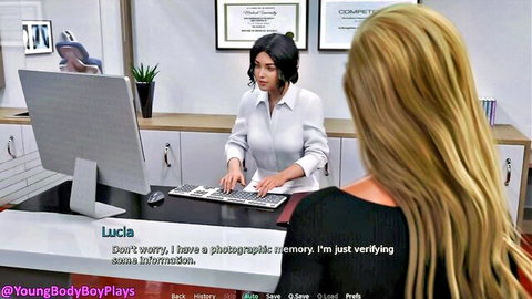 Lucia Diaz with blonde step-daughter in taboo office verification scene