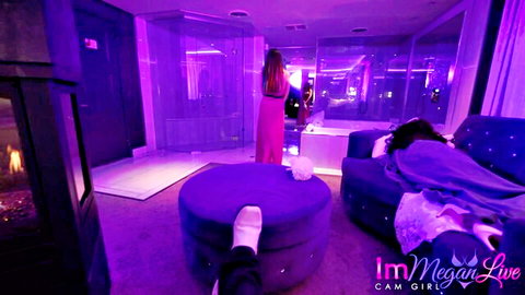ImMeganLive MILF in pink dress posing in luxury suite with lounging friend