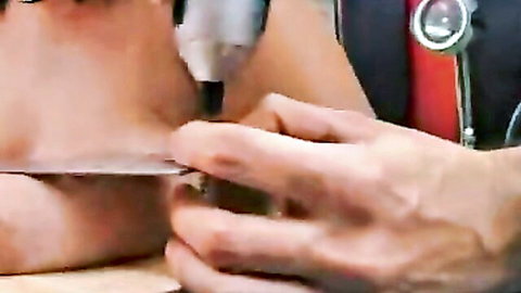 Kinky redhead MILF endures brutal breast torture with tools on natural big saggy tits