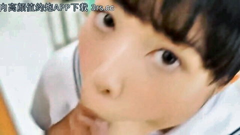 Cute Asian schoolgirl in uniform gazing up innocently, JAV creampie tease