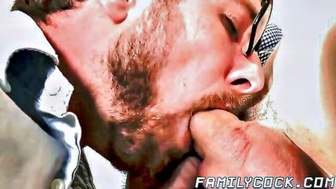 Bearded stepdad with glasses performs cunnilingus on cute stepdaughter