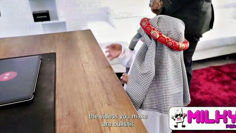 Curvy Latina babes with huge tits and ass pleasing Arab Sheikhs in wild office orgy