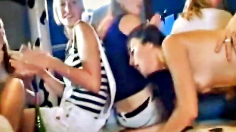 Amateur CFNM party with clothed babes teasing naked guys in wild fun