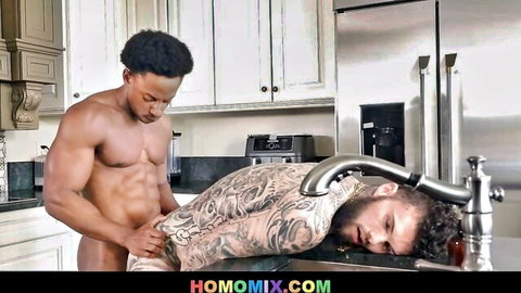 Liam Cyber grips Hatler Gurius's bubble butt from behind in intense gay scene