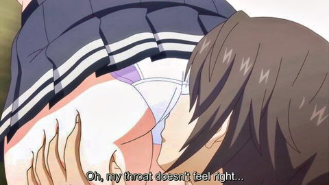 Busty tsundere sister in school uniform teases with upskirt panties view