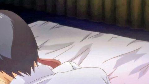 Anime scene of boss's rich son in bed with sexy curvy coworker's allure in Sweet Love Story 5