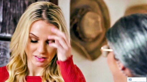 Alexis Fawx and Mackenzie Moss in tense lesbian roleplay moment