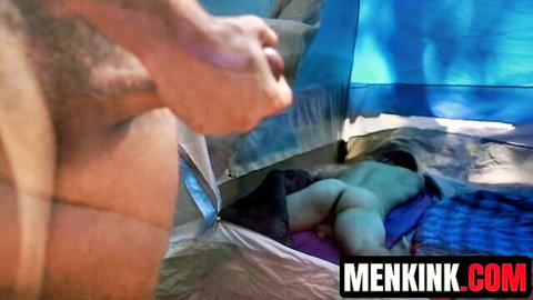 Tristan Jaxx sucking stepson Jackson's massive dick in woods tent