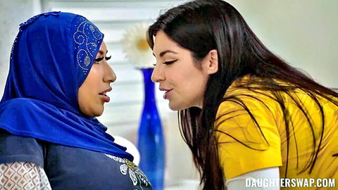 Keira Croft kisses hijab-clad Asian stepdaughter in Halloween swap