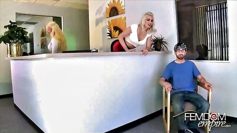 Gigi Allens & Alura Jensen as busty blonde office slaves humiliated and spit on