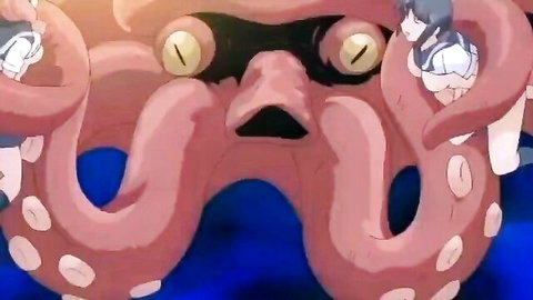 Anime tentacle monster groping schoolgirls in uniforms