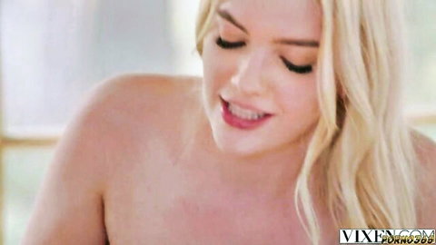 Khloe Kapri topless blonde smiling in hot threesome tease