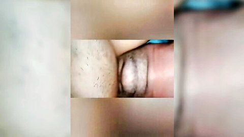 Blurry closeup of hairy asshole leaking thick white creampie cum after anal fuck