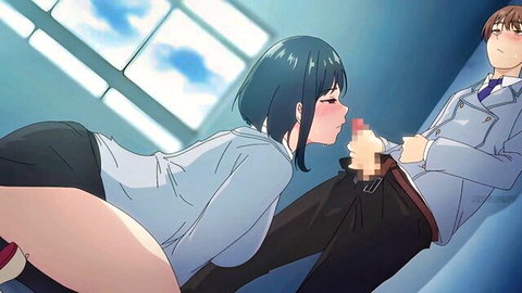 Hentai schoolgirl in uniform giving blowjob in Immoral Routine Ep.1