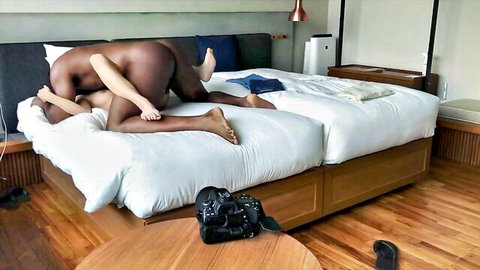 Hot babe in uncensored hardcore interracial sex with black stud