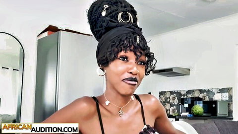 Hot ebony teen goddess with big ass and curly updo pouting seductively