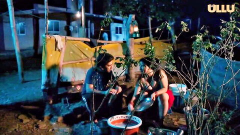 Indian bhabhi seduced by lover outdoors in Hindi erotic series