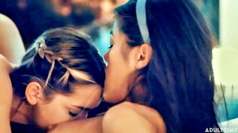 Alina and Kendra share passionate lesbian kiss in nude embrace