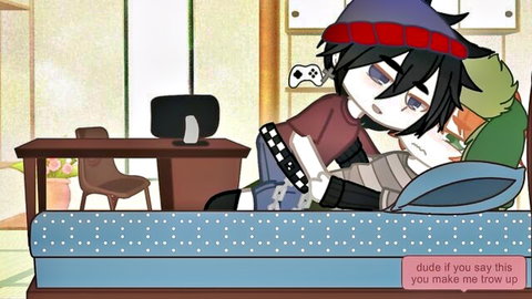 Kyle Broflovski and Stan Marsh cuddling intimately in South Park fanart