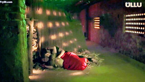 Desi Bhabhi in red sari passionately embraces lover in wild erotica