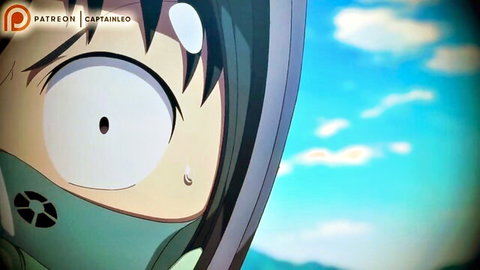Wide-eyed green-haired anime girl Saori in gas mask, Zombie 100 hentai thumbnail