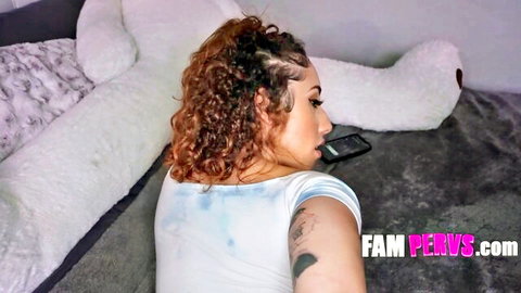 Kira Perez curly-haired Latina in taboo stepbro POV free use scene