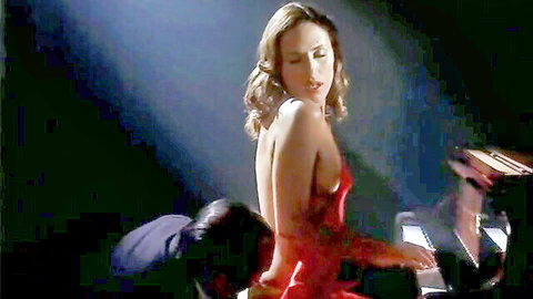Nathalie Seseña in sexy red dress playing piano, hot scene with Ana Maria Barbany