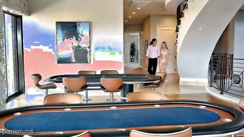 Young lovers hand in hand in luxurious home, teasing ultimate HD pleasure