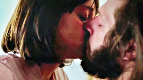 Angela Rios passionate outdoor kiss with bearded man