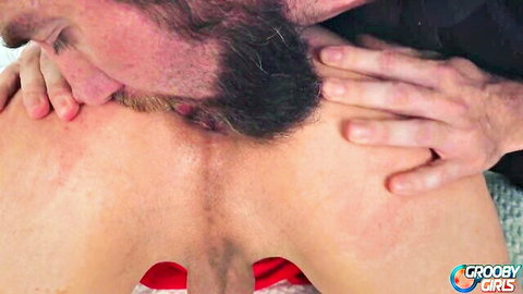 Daniella Tea's intense rimjob oral action with visible penetration tease