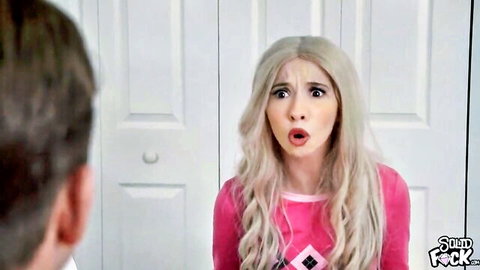 Blonde MILF Anna Lynn surprised by hard cock in pink top