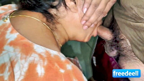 Freedeellx gives intense blowjob to village boy in orange sari