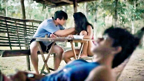 Sue Prado & Elora Españo in teasing outdoor group scene with men