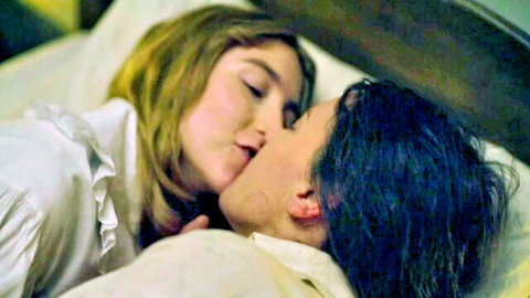 Kate Winslet and Saoirse Ronan share a passionate kiss in bed