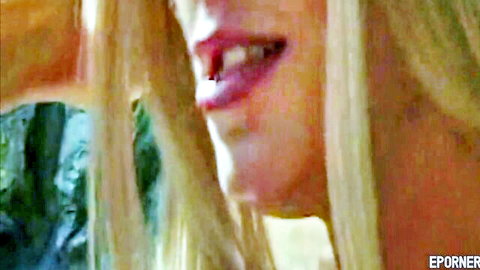 Blonde babe with seductive open mouth in cumshot XXX scene